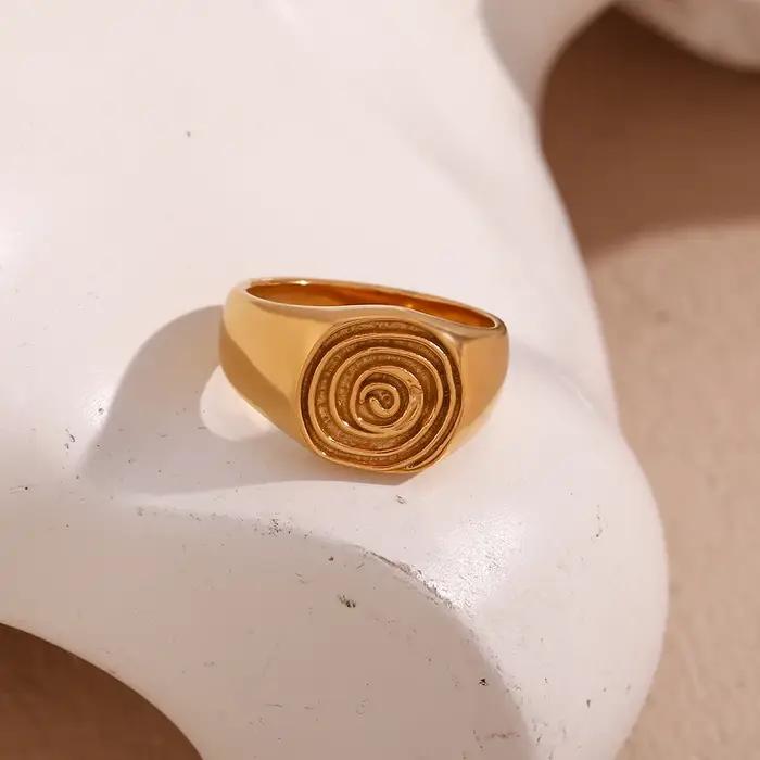 Bague Étanche aux Empreintes Digitales Drôle et Élégante en Plaqué Or 18 Carats pour Femmes Occasions Spéciales