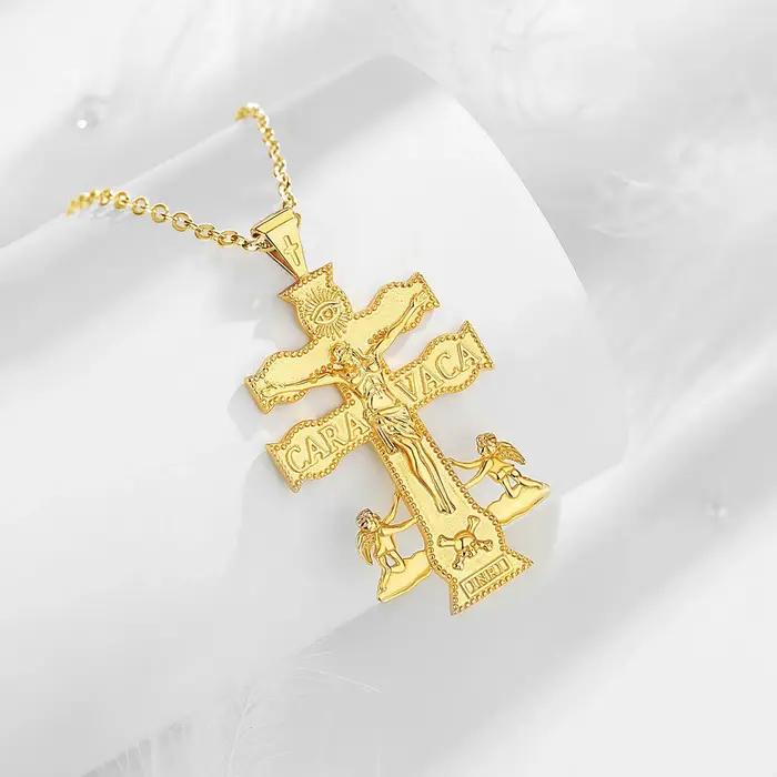 Eudora-Collier croix de Jésus Caravaca en argent regardé 925 pour hommes et femmes