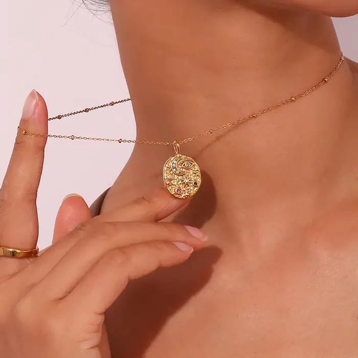 La. Pendentif étoile lune Bergame en acier inoxydable