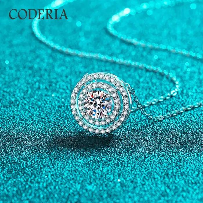 Collier pendentif double cercle en diamant de laboratoire taille brillante