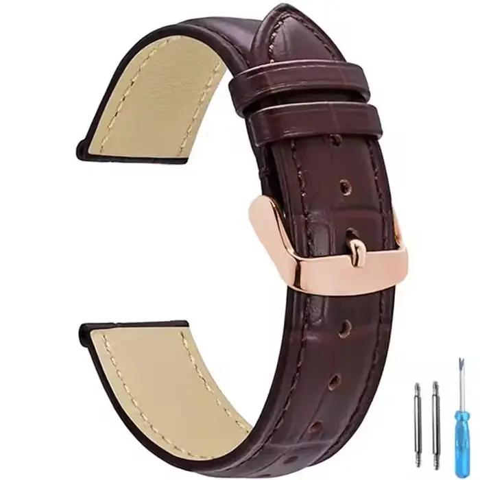 Bracelet de montre en cuir de remplacement universel, pour hommes et femmes, 12mm 14mm 16mm 18mm 20mm 22mm 24mm