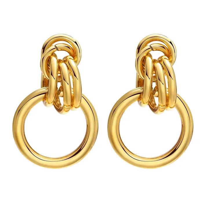 Boucle d'oreille circulaire en acier inoxydable pour femmes, grand cadeau à la mode