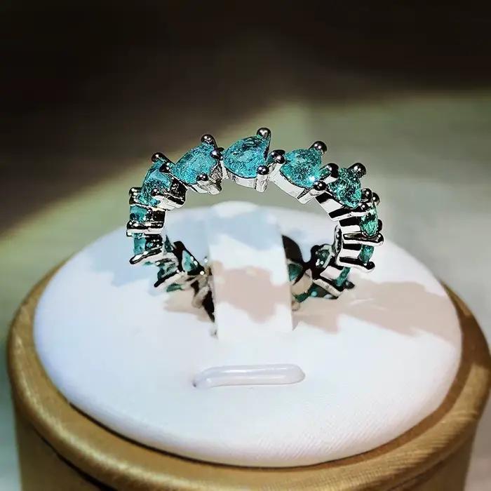 Bague en argent regardé 925 avec tourmaline Paraiba