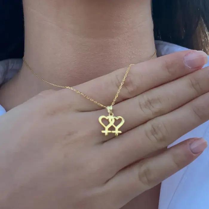 Vénus Symdangers-Collier à Breloques pour Femme Lesbienne, Pendentif Les, Bijoux de Mariage en Acier