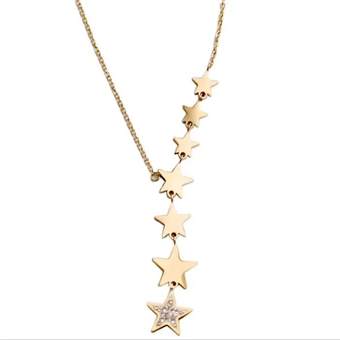 XIYANIKE 316L acier inoxydable étoiles Zircon colliers breloques chaîne colliers ras du cou 2021 nou