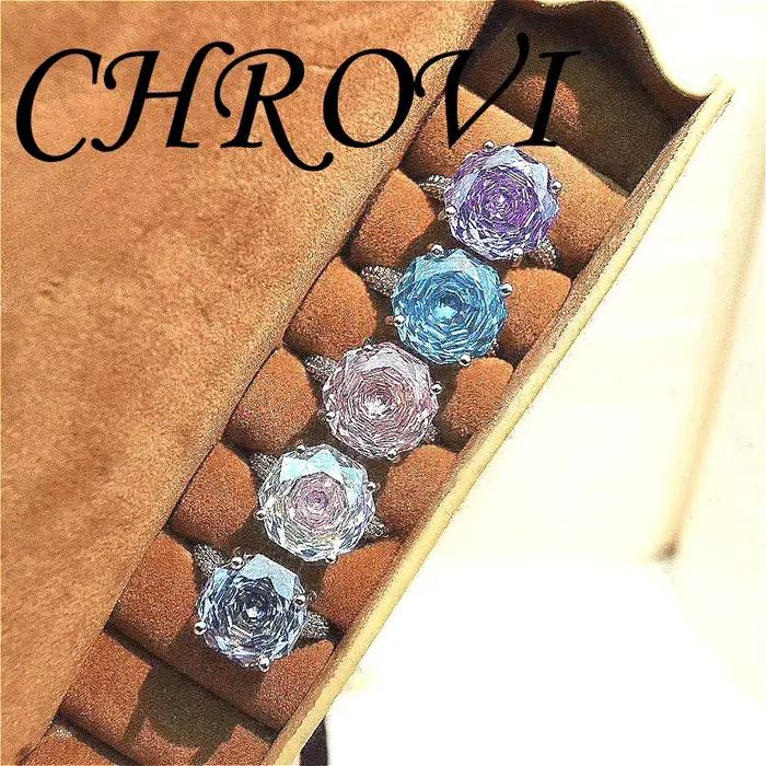 Bague en argent sterling 925 à la mode, sertie de diamants roses et de pierres précieuses colorées brillantes pour femmes