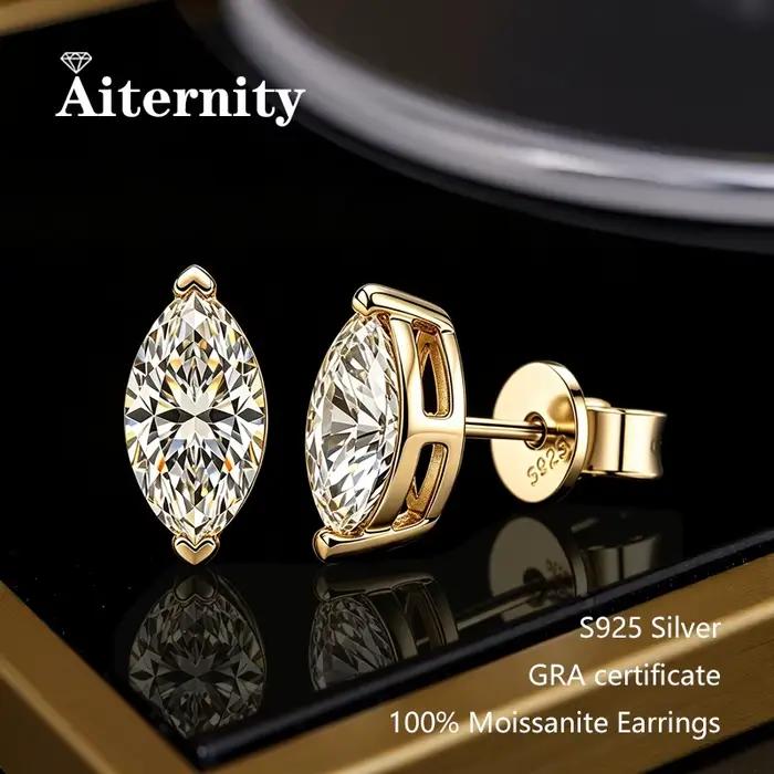 Boucles d'oreilles en moissanite taille marquise D VVS1, plaquées argent 925 avec certificat GRA, bijoux de mariage exquis pour femmes