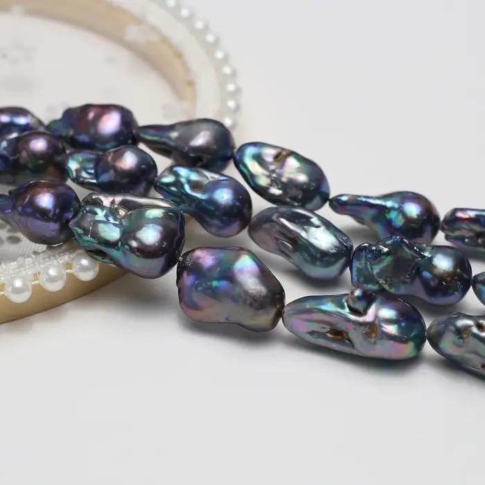 Perle d'eau douce naturelle bleu-violet 12*15mmAAAAA