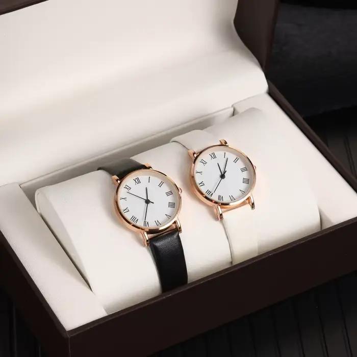 Montre à quartz analogique brillante en cuir PU pour femme, montres pour femme, cadran simple, luxe, mode, 2 pièces, ensemble