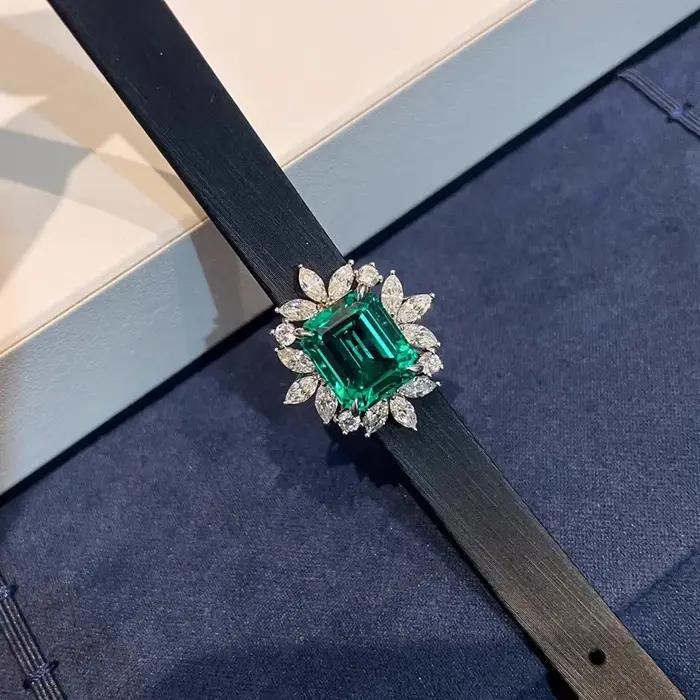 Foyimagination-Bracelet en diamant vert émeraude à haute teneur en carbone pour femme