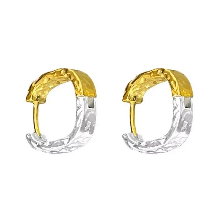 Boucle d'oreille carrée bohème minimaliste en argent Sterling 925 véritable pour femmes, cerceau, accessoires de bijoux