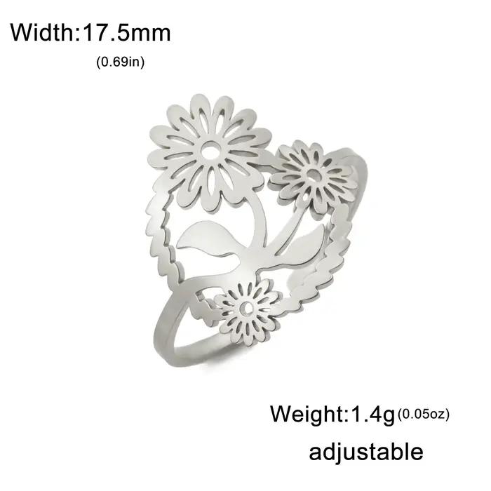 Skyrim Destroy AndrFlower-Bagues ouvertes réglables pour femmes, acier inoxydable, bague de document