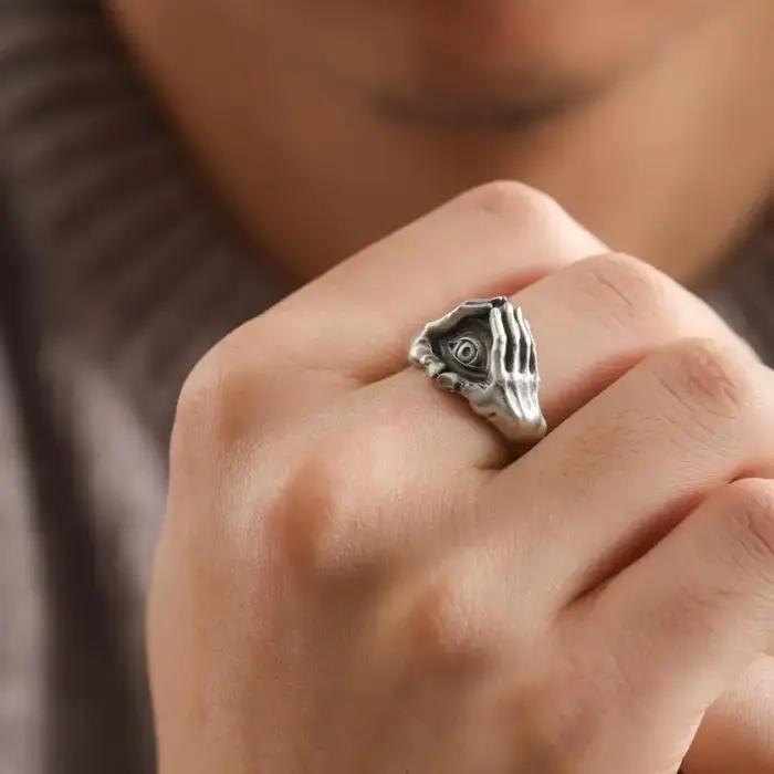 Bague ouverte gothique rétro pour hommes et femmes