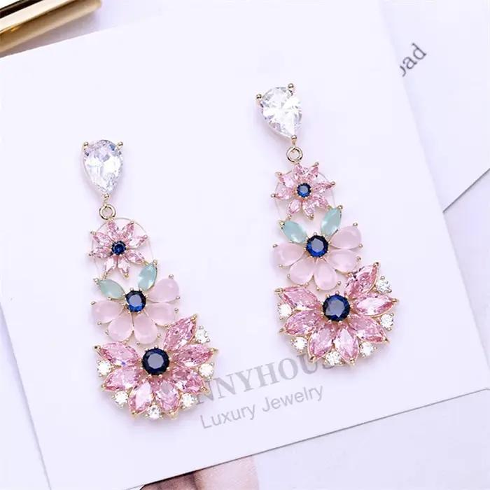 Boucles d'oreilles pendantes en cristal bohème pour femmes