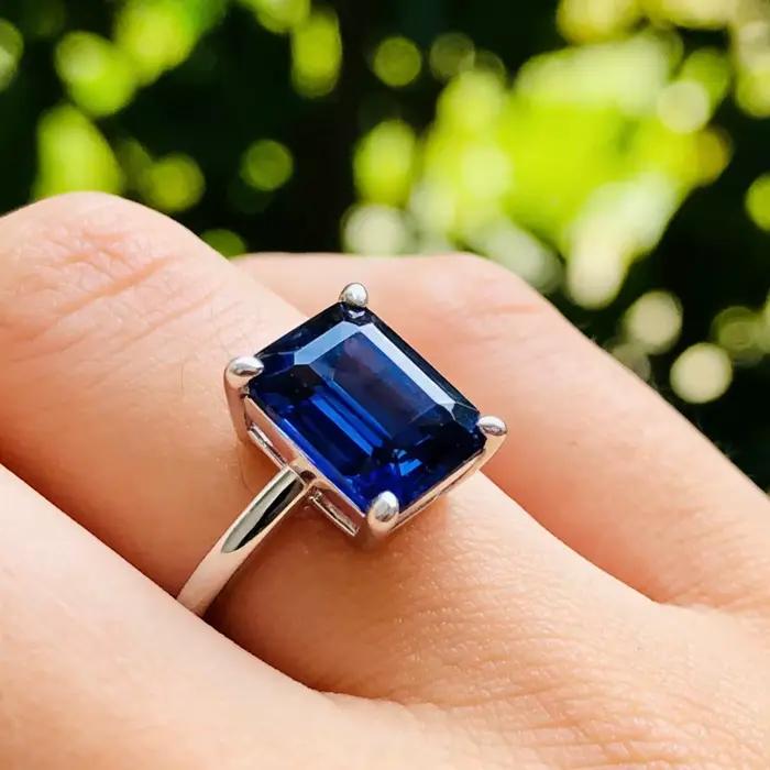 Trumium – bagues en argent Sterling 925 pour femmes, nouvelle collection, tanzanite saphir taille émeraude, 2CT, bijoux fins de luxe Vintage, cadeaux pour elle