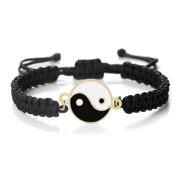Yin Yang Tai Chi pendentif Bracelet pour femmes hommes à la main tissé chaîne Bracelet réglable Brac