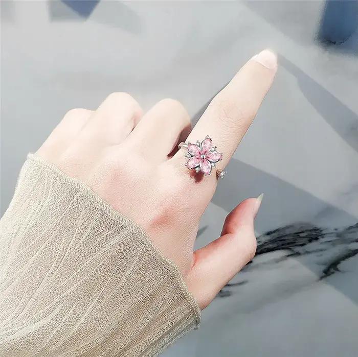 Bague anti-stress de luxe en forme de papillon et tournesol pour femme