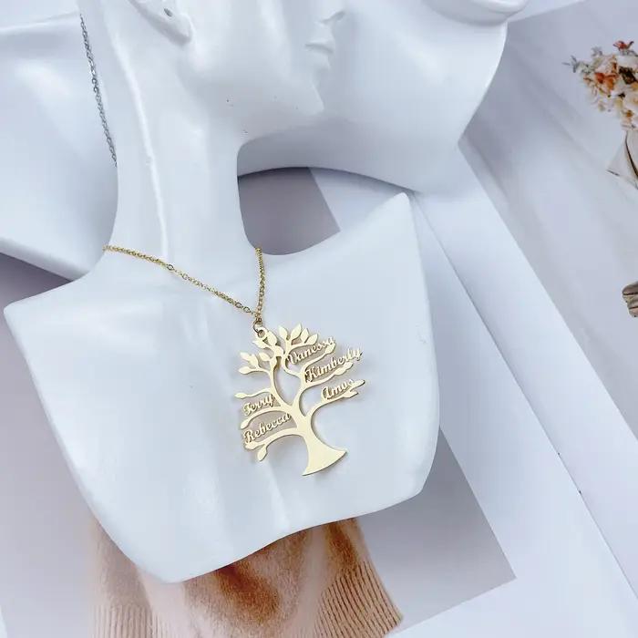 Collier arbre de vie personnalisé avec 1 à 6 noms