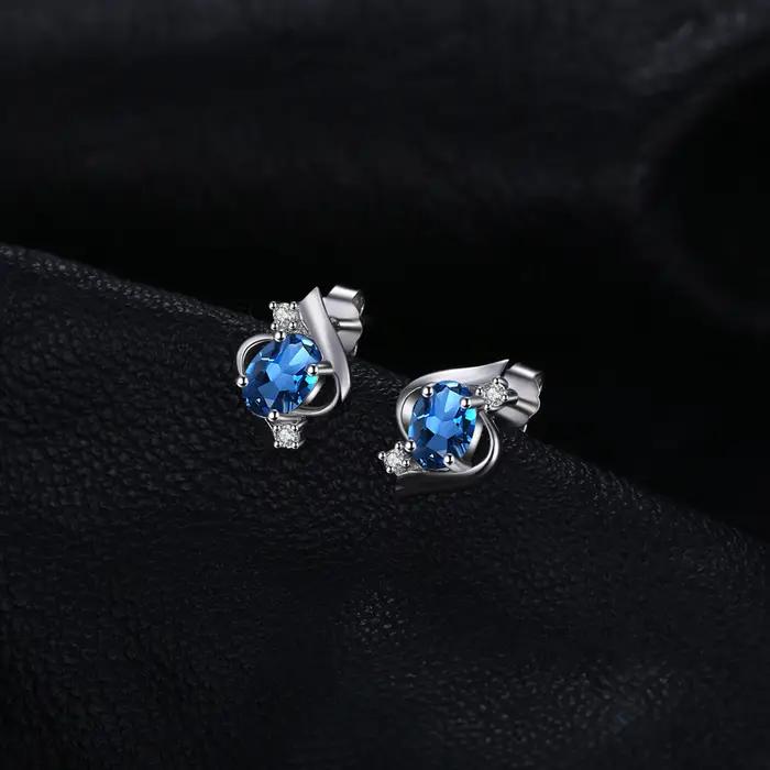 Boucles d'oreilles en topaze bleue de Londres naturelle et en argent Sterling 925 bijoux fins à la mode pour femmes occasions spéciales
