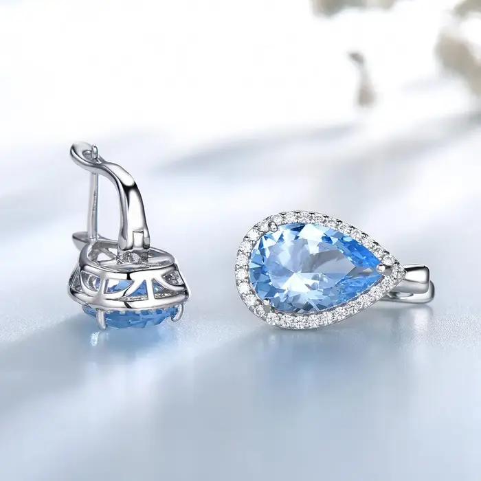 Boucles d'oreilles coupe poire en argent Sterling 925