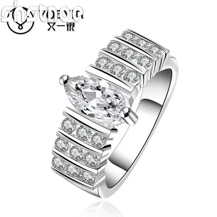 Bague de mariage ronde en argent sterling 925 incrustée de zircon ovale, accessoires de luxe nobles pour couples, pour femmes, mode et soirées