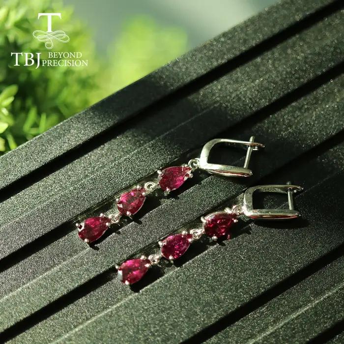 Boucles d'oreilles en argent sterling 925 serties de rhodolite brésilienne pour femmes occasions de gala élégantes