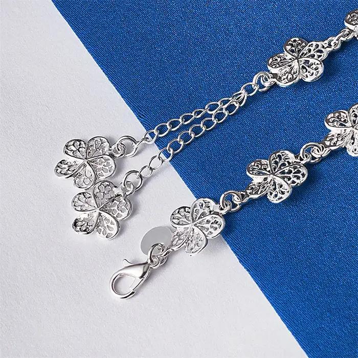 Bracelet à fleurs exquises en argent sterling 925