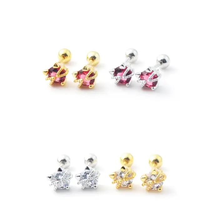 Boucles d'Oreilles Étoile en Argent Sterling 925 Serties de Zirconium Blanc pour Fêtes et Occasions Spéciales