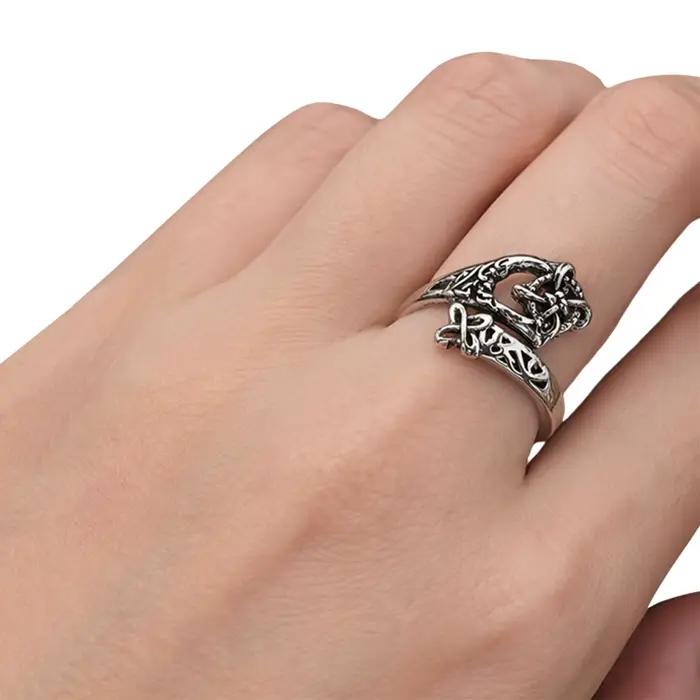 Bague ajustable en argent avec nœud de protection pour femmes