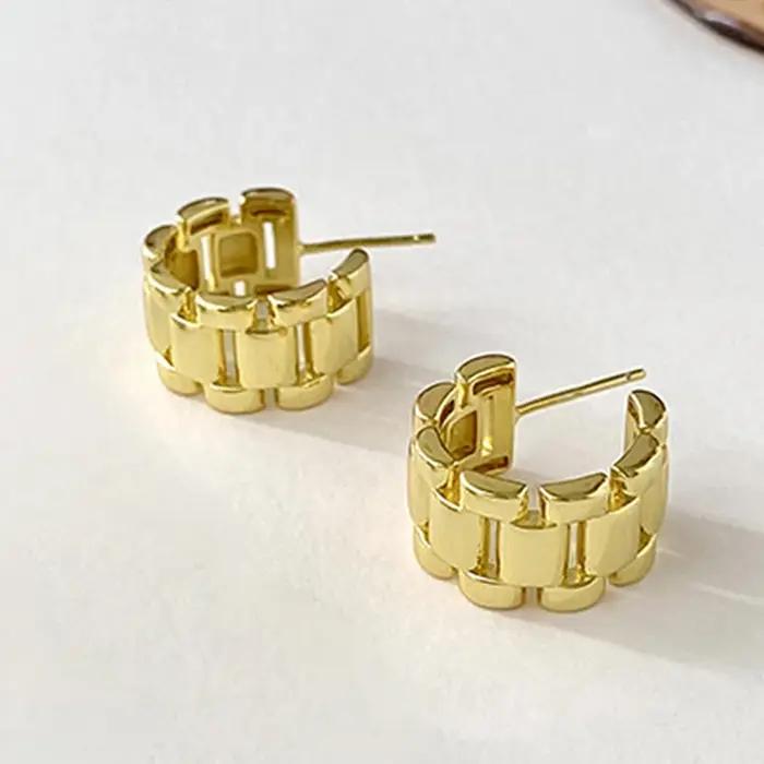 Huitan – boucles d'oreilles chaîne de montre délicates pour femmes