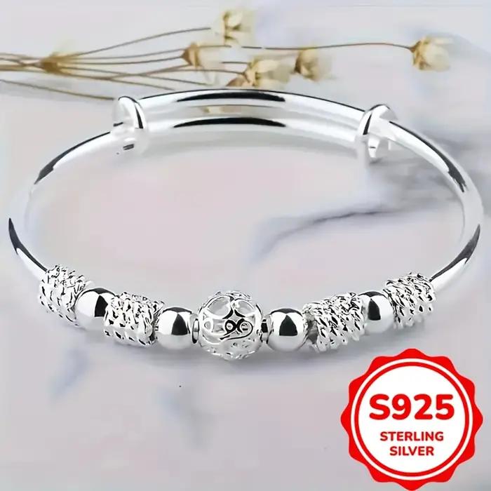 Bracelet en argent sterling 925 exquis avec perles pour femmes