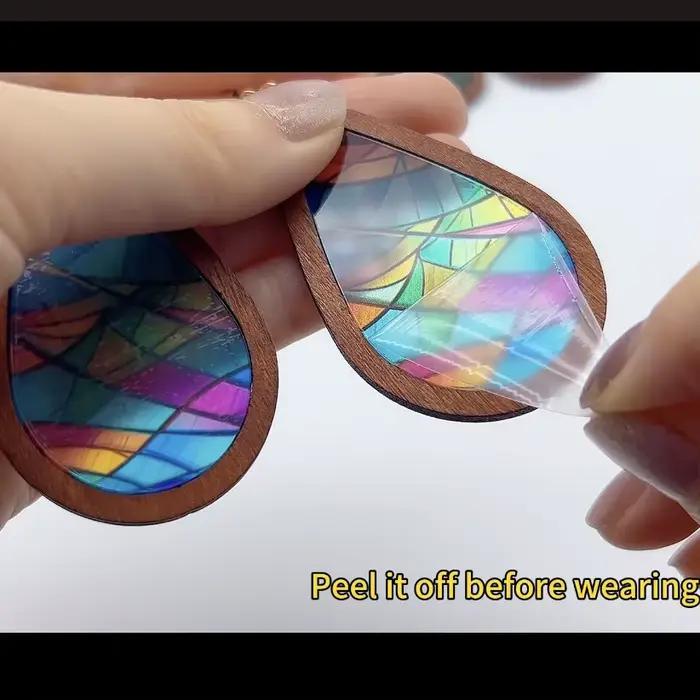 Boucles d'oreilles en mosaïque de verre coloré pour femmes, nouveau modèle 2024, motif kaléidoscope, bois, acrylique, colorées et brillantes, boucles d'oreilles statement, vente en gros