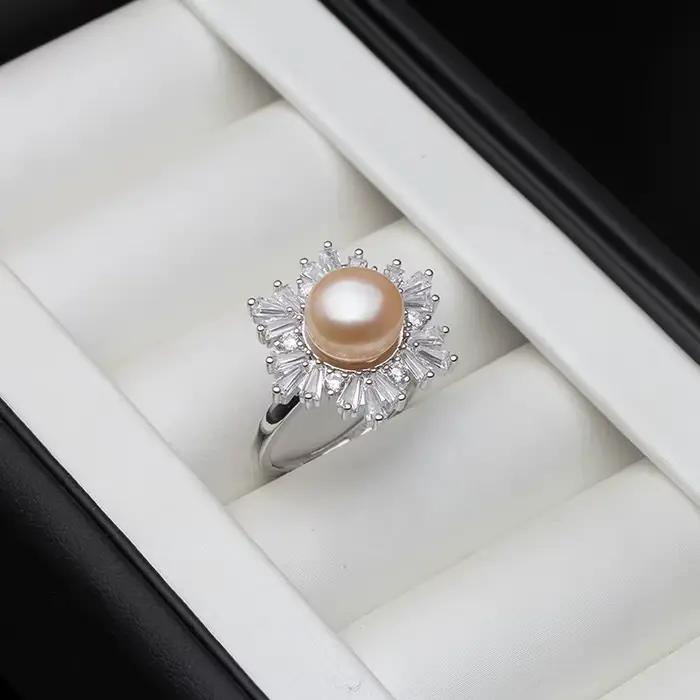 Bague en argent sterling 925 avec perles d'eau douce naturelles pour femmes, bijou réglable à la mode pour anniversaire et occasions spéciales