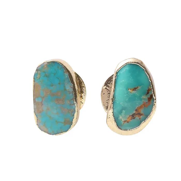 Syn bleu Turquoise boucles d'oreilles irrégulières galvanisées