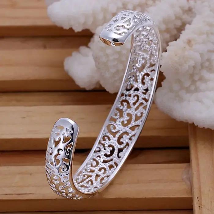 Bracelet ouvert en argent Sterling 925 pour femmes et filles