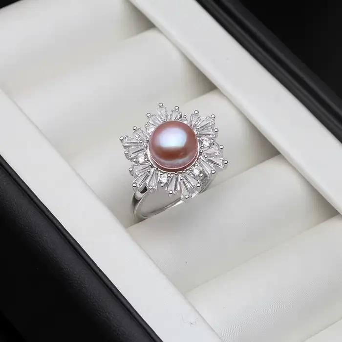 Bague en argent sterling 925 avec perles d'eau douce naturelles pour femmes, bijou réglable à la mode pour anniversaire et occasions spéciales
