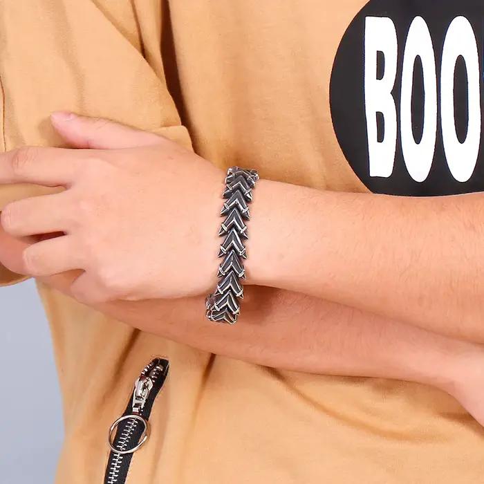Bracelet Punk Rocker Skull pour hommes, en acier inoxydable, accessoires de chaîne pour hommes, bijoux gothiques pour motards, livraison directe