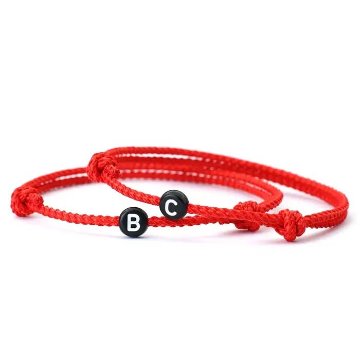Nouveau 26 lettres premier nom Bracelet unisexe à la main coulissant réglable chanceux rouge chaîne Braslet Couple cadeaux amitié bijoux