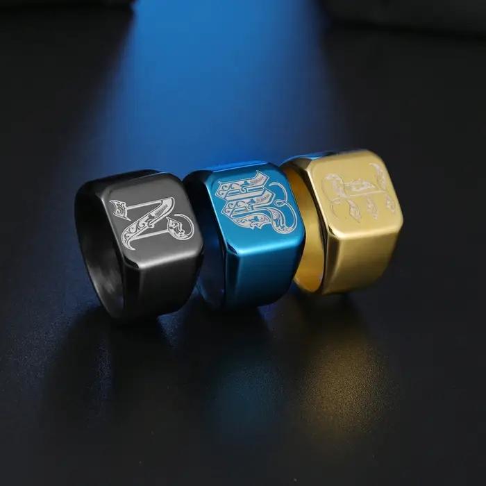 Alliance de Mariage en Acier Inoxydable avec Lettres Anglaises pour Homme Occasions Spéciales