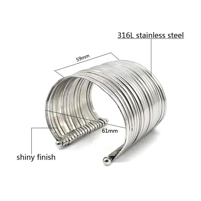 Bracelets de manchette en acier inoxydable plaqués rhodium style hyperbole pour homme et femme occasions spéciales cadeau d'Halloween