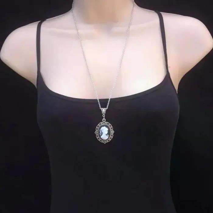 Collier Beauty Cameo bijou gothique vintage victorien sculpté avec charme beauté pour femmes et filles occasions spéciales