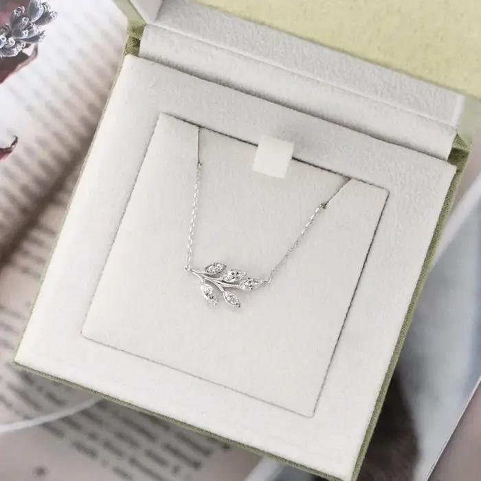 M-JAJA Moissanite feuille pendentif collier Marquise coupe diamant