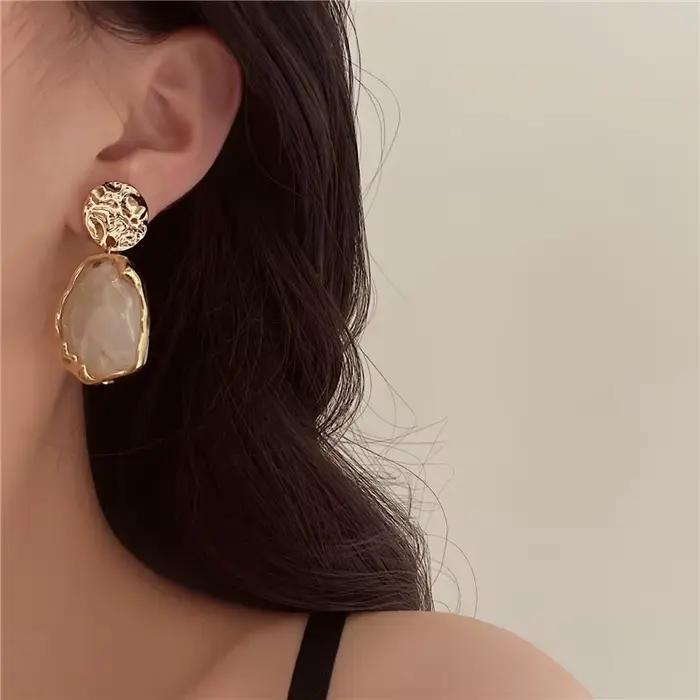 Nouvelles Boucles d'Oreilles en Résine Géométriques Irrégulières Corée 2026 pour Femme, Bijoux de Mode pour Mariage et Fête, Cadeau, Vente en Gros
