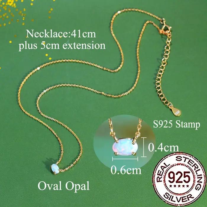 925 en argent Sterling élégant mystique ovale opale pendentif collier pour les femmes Fine couleur or bijoux de fête de