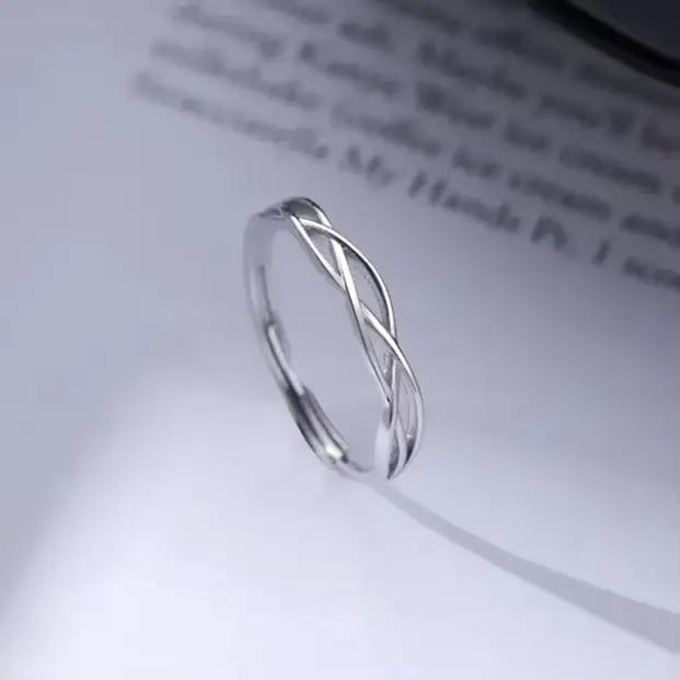 Bagues réglables géométriques en forme de croix couleur argent pour femmes