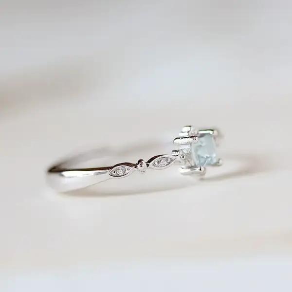 925 argent BlueTopaz Zircon anneaux à la mode pour les femmes Anillos de mariage pierres précieuses Simple Bizuteria