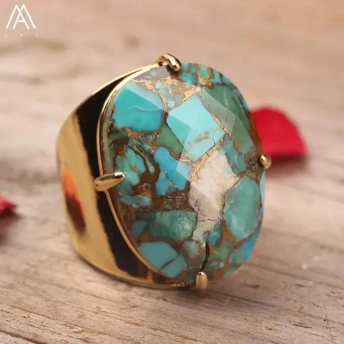 Bagues ouvertes en pierre turquoise pour femmes