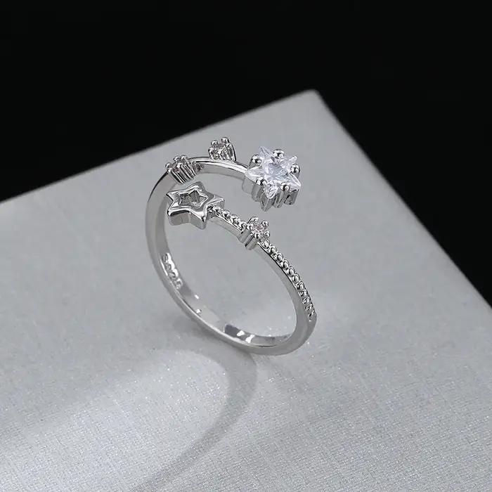Bague étoile en argent Sterling 925 pour femmes et filles