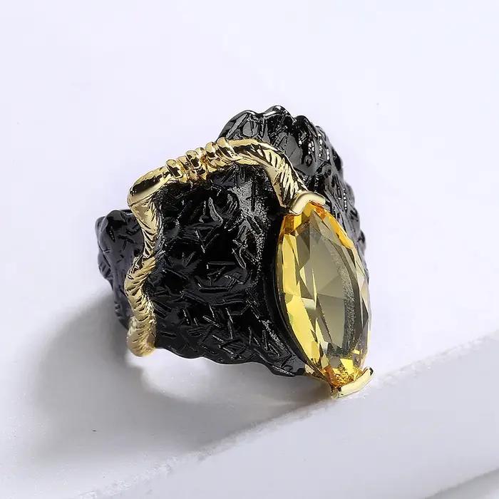 Bagues dominatrices incrustées d'or noir pour femmes