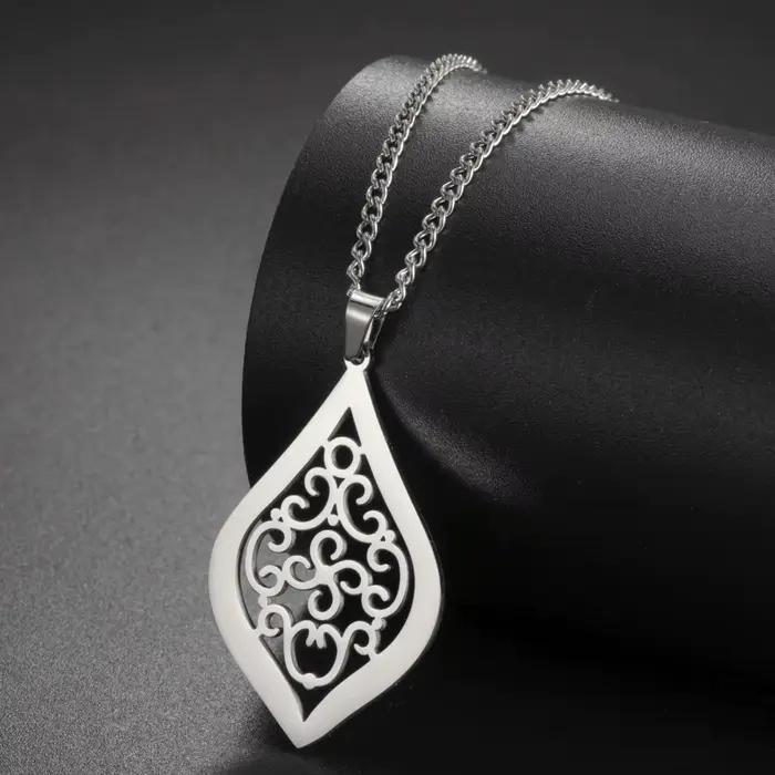 LIKGREAT Collier pendentif fleur noeud celtique pour femmes et hommes